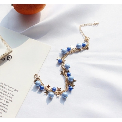 High Grade Metal Chain Ladies Bracelets Blue Pearl Bracelet